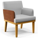 Ver mais imagens de Kit 2 Poltronas Decorativas para Beatriz W01 Linho Cinza Corano Marrom - Lyam Decor
