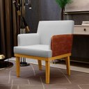 Ver imagem 2 de Kit 2 Poltronas Decorativas para Beatriz W01 Linho Cinza Corano Marrom - Lyam Decor