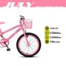 Bicicleta July Infantil Juvenil Aro 20 Aço com Cestinha e Freio V-brake Rosa Neon - Colli Bike - 3