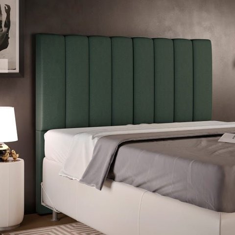 Cabeceira Cama Box Painel Casal 140 cm Dália W01 Linho Verde Musgo - Lyam Decor