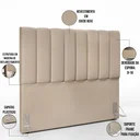 Ver imagem 4 de Cabeceira Cama Box Painel Casal 140cm Dália W01 Suede Bege - Lyam Decor