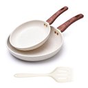 Ver imagem 1 de Jogo de Frigideiras Antiaderente Cerâmica de Indução Granito Vanilla Creme 20cm e 24cm com Espatula 