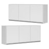 02 Armários Aéreo Planejada Lux 120cm Mdf 03 Portas Branco - 1