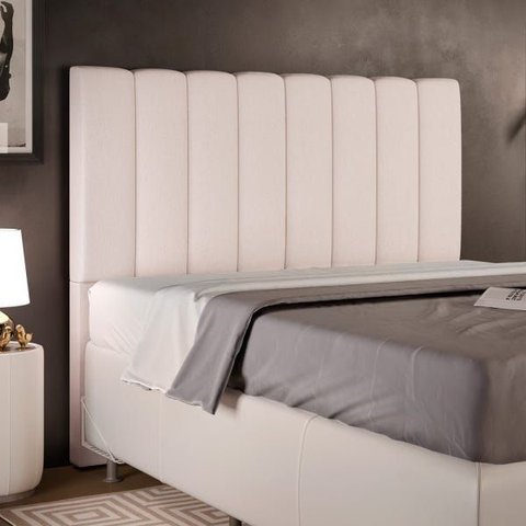 Cabeceira Cama Box Casal 140 cm Dália W01 Linho Cru - Lyam Decor