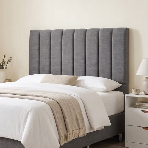 Cabeceira Cama Box Painel Casal 140cm Dália W01 Linho Cinza Escuro - Lyam Decor