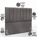 Ver imagem 4 de Cabeceira Cama Box Painel Casal 140cm Dália W01 Linho Cinza Escuro - Lyam Decor