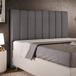 Cabeceira Cama Box Painel Casal 140cm Dália W01 Linho Cinza Escuro - Lyam Decor