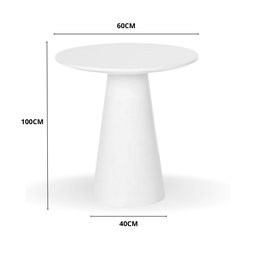 Mesa Bistrô Cone 60 cm Tampo Laca Branca Base Branca Personal Decor Design Branco - 2