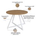 Ver imagem 5 de Mesa de Jantar Idea A03 4 Lugares Redonda MDP 110cm Nogal Sevilha Lyam Decor