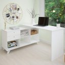 Ver imagem 2 de Mesa para Escritório Home Office Escrivaninha Gold A02 Branco 2 Gavetas - Lyam Decor