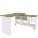 Ver imagem 1 de Mesa para Escritório Home Office Escrivaninha Gold A02 Branco Olmo 2 Gavetas - Lyam Decor