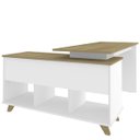 Ver imagem 4 de Mesa para Escritório Home Office Escrivaninha Gold A02 Branco Olmo 2 Gavetas - Lyam Decor