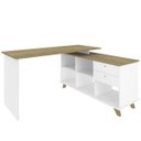 Ver imagem 6 de Mesa para Escritório Home Office Escrivaninha Gold A02 Branco Olmo 2 Gavetas - Lyam Decor