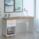 Ver imagem 2 de Mesa para Escritório Home Office Escrivaninha Sky A02 Olmo Branco - Lyam Decor