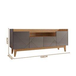 Rack Sala 4 Portas Cinza Pérola Noce Adria Casa D - 4 Rack Sala 4 Portas Cinza Pérola Noce Adria Casa D - 4