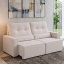 Ver imagem 1 de Sofá Retrátil e Reclinável Maringá 1,60m em Veludo Assento D23 – Lojas Curitibanas - Bege/Off-White