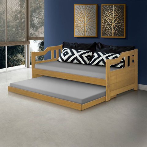 Sofá Cama com Cama Auxiliar Imbuia Texas