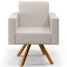Kit 2 Poltronas Decorativa Base Giratória de Madeira Helô L02 Linho Cru - Lyam Decor - 7