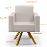 Kit 2 Poltronas Decorativa Base Giratória de Madeira Helô L02 Linho Cru - Lyam Decor - 5