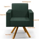 Ver imagem 4 de Poltrona Decorativa Base Giratória de Madeira Helô L02 Linho Verde Musgo - Lyam Decor