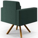 Ver mais imagens de Poltrona Decorativa Base Giratória de Madeira Helô L02 Linho Verde Musgo - Lyam Decor