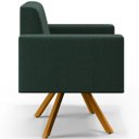 Ver imagem 7 de Poltrona Decorativa Base Giratória de Madeira Helô L02 Linho Verde Musgo - Lyam Decor