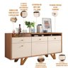 Aparador Buffet Bar para Sala 2 Portas 2 Gavetas Valentim B01 Nature Off White - 4