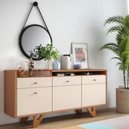 Aparador Buffet Bar para Sala 2 Portas 2 Gavetas Valentim B01 Nature Off White - 2