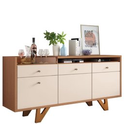 Aparador Buffet Bar para Sala 2 Portas 2 Gavetas Valentim B01 Nature Off White - 1