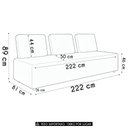 Ver imagem 7 de Sofá 3 Lugares 222cm Sala de Estar Rovier Sintético Preto Z32 - Mpozenato