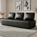 Ver imagem 1 de Sofá 3 Lugares 222cm Sala de Estar Rovier Sintético Preto Z32 - Mpozenato