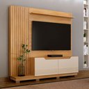 Ver imagem 3 de Estante Santiago para Tv até 80 Polegadas Ripado com 2 Portas Valdemóveis Cor Cinamomo Off White