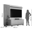 Ver imagem 2 de Estante Santiago para Tv até 80 Polegadas Ripado com 2 Portas Valdemóveis Cor Cinamomo Off White