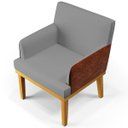 Ver mais imagens de Kit 2 Poltronas Decorativas Beatriz W01 Linho Cinza Escuro Corano Marrom - Lyam