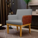 Ver imagem 2 de Kit 2 Poltronas Decorativas Beatriz W01 Linho Cinza Escuro Corano Marrom - Lyam