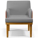 Ver imagem 6 de Kit 2 Poltronas Decorativas Beatriz W01 Linho Cinza Escuro Corano Marrom - Lyam