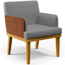 Ver imagem 3 de Kit 2 Poltronas Decorativas Beatriz W01 Linho Cinza Escuro Corano Marrom - Lyam