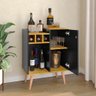 Aparador Pequeno Luxo com Adega 3 Garrafas e Porta Retrô Decoração Sala Nala Preto/Nature  - 2