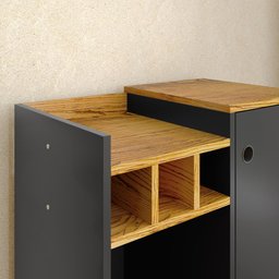 Aparador Pequeno Luxo com Adega 3 Garrafas e Porta Retrô Decoração Sala Nala Preto/Nature  - 3