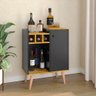 Aparador Pequeno Luxo com Adega 3 Garrafas e Porta Retrô Decoração Sala Nala Preto/Nature  - 1