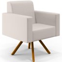 Ver imagem 1 de Poltrona Decorativa Base Giratória de Madeira Helô L02 Linho Cru - Lyam Decor