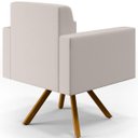 Ver imagem 7 de Poltrona Decorativa Base Giratória de Madeira Helô L02 Linho Cru - Lyam Decor