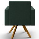 Ver imagem 2 de Kit 2 Poltronas Decorativa Base Giratória de Madeira Helô L02 Linho Verde Musgo - Lyam Decor