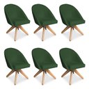 Ver imagem 1 de Kit 6 Poltronas Cadeira Giratória Bela Suede Base Madeira Verde Pallazio