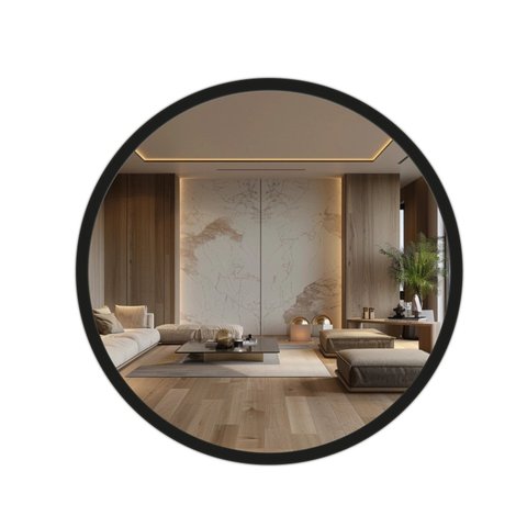 Espelho Basic Redondo 50cm Moldura Alumínio