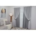 Ver imagem 1 de Cortina Cinza-claro Sala/quarto Tecido Com Renda 3,00 X 2,70 Oferta