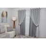 Cortina Cinza-claro Sala/quarto Tecido Com Renda 3,00 X 2,70 Oferta - 1