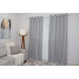 Cortina Cinza-claro Sala/quarto Tecido Com Renda 3,00 X 2,70 Oferta - 2