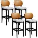 Ver imagem 1 de Kit 4 Banquetas Alta Bar Cozinha Jantar Betta L02 Preto Couríssimo Whisky Linho Cinza - Lyam Decor