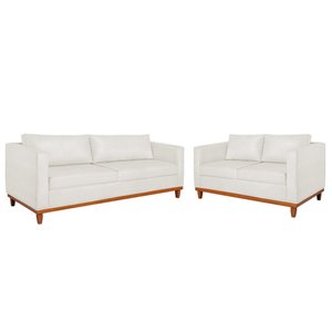 Kit Sofá 2 e 3 Lugares 180cm Europa Bouclé Branco - Amarena Móveis